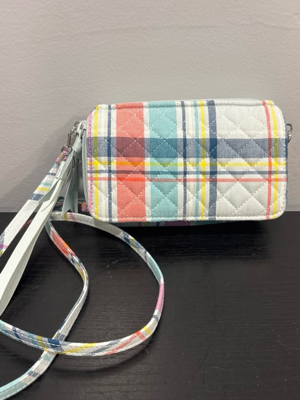 Vera Bradley Quilted Plaid Crossbody bag pastel purse rfid new wallet